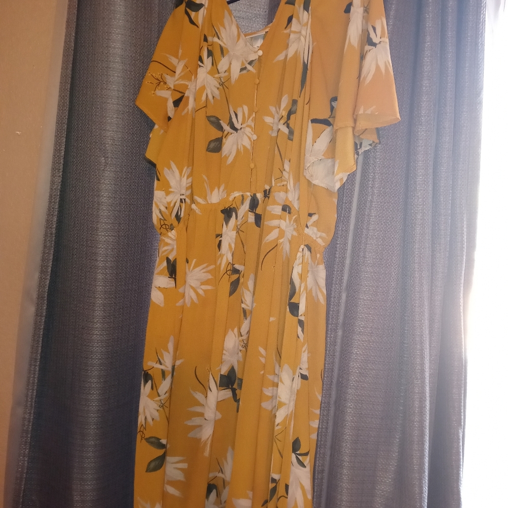 Yellow Floral plus size dress